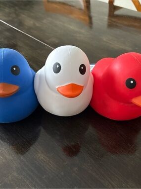Blue, White & Red squishy Duck fidget Toy Set - sunny days